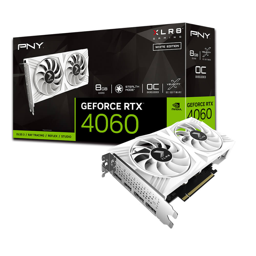 Tarjeta de Video PNY GeForce RTX 4060 8GB OC XLR8 VERTO DF White Edition